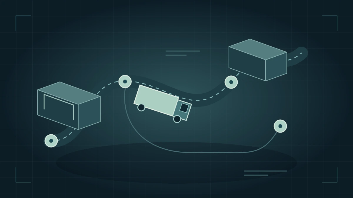 Distribution hubs, a route network and a delivery truck