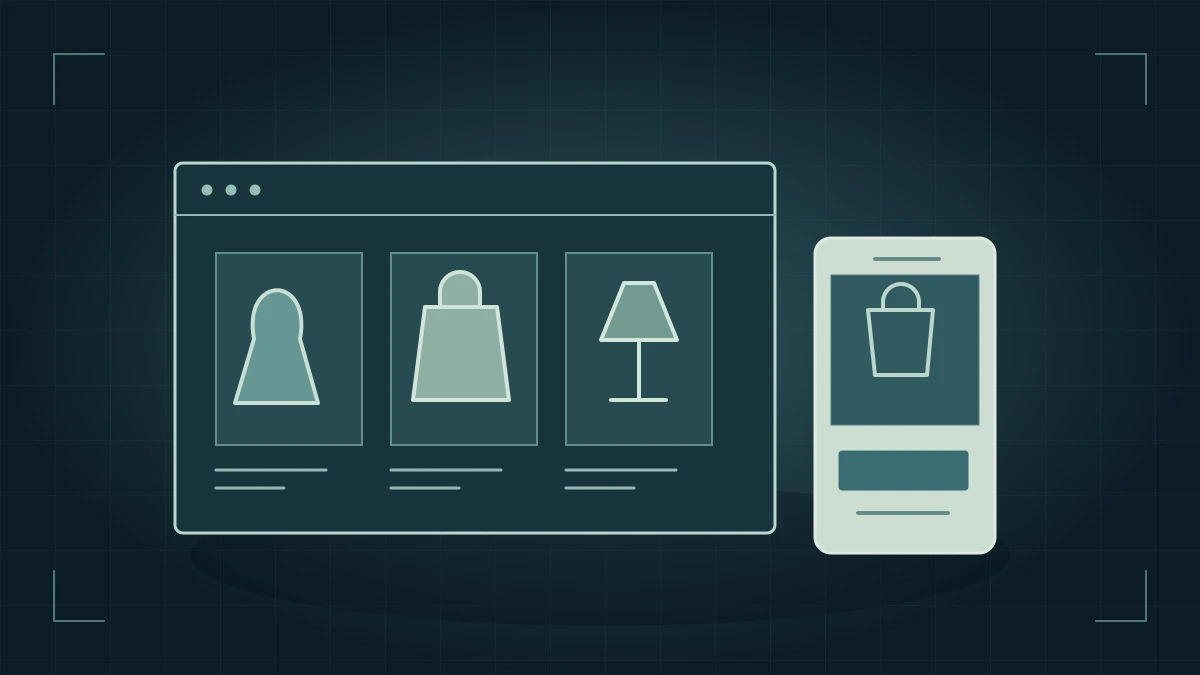 An online product storefront with a mobile shopping interface